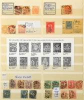 1950 előtti magyar bélyegek, köztük Krajcárosok, Turulok is, 10 lapos, A/4-esnél szélesebb berakóban