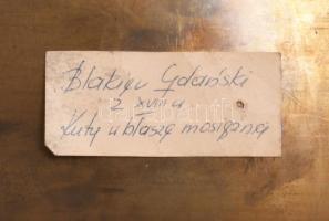 cca 1960 Lengyel domborított rézlemez iparművész fali lámpa, 48x38 cm