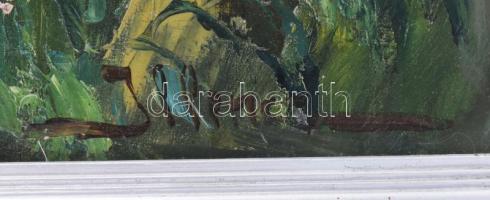 Illencz Lipót (1882-1950): Lány virágokkal. Olaj, vászon, jelezve jobbra lent. Javított. Dekoratív f...