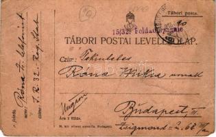 1915 Tábori Postai Levelezőlap - saját kézzel rajzolt, festett újévi üdvözlet / hand-painted WWI K.u...