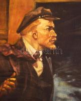 Olvashatatlan jelzéssel, feltehetően szovjet festő: Lenin. Olaj, vászon. 100×150 cm. KIZÁRÓLAG SZEMÉ...