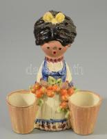 Szilágyi Mária: Lány gyümölcsökkel. Jelzett, kis kopással, m: 15,5 cm