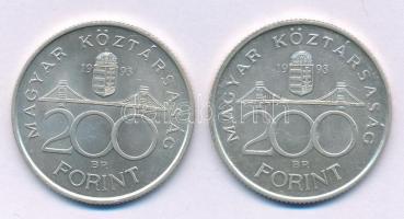 1993. 200Ft Ag "MNB" (2x) T:AU Adamo F13