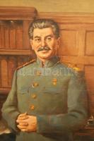 Olvashatatlan jelzéssel: Sztálin portréja katonai egyenruhában és kitüntetéssel. Olaj, vászon. Sérül...