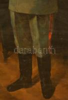 Olvashatatlan jelzéssel: Sztálin portréja katonai egyenruhában és kitüntetéssel. Olaj, vászon. Sérül...