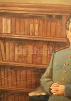 Olvashatatlan jelzéssel: Sztálin portréja katonai egyenruhában és kitüntetéssel. Olaj, vászon. Sérül...