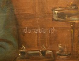 Olvashatatlan jelzéssel: Sztálin portréja katonai egyenruhában és kitüntetéssel. Olaj, vászon. Sérül...