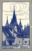 Brassó, Kronstadt, Brasov; Katalin-kapu, a XV. század elején épült, ma már befalazott Katalin-kapu Brassó régi erődítményeinek egyik utolsó maradványa / Poarta Ecaterinei / gate, Hungarian irredenta, artist signed (non PC) (EK)