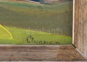 Olvashatatlan jelzéssel, feltehetően orosz v. szovjet festő: Színes táj. Olaj, vászon. Dekoratív fak...