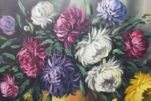 Olvashatatlan jelzéssel: Virágok. Olaj, vászon. Fakeretben, 60x80 cm