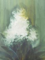 Macskássy Izolda (1945-2021): Virágok. Selyemkollázs, vegyes technika, jelezve jobbra lent. Üvegezet...