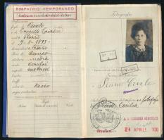 1930 Olasz fényképes útlevél / Italian passport