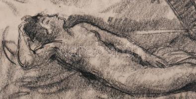 Herman Lipót (1884-1972): Festő és női aktmodell, 1924. Ceruza, papír, jelzett, paszpartuban, 14,5×2...