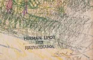 Herman Lipót (1884-1972): Társaság a szabadban. Színes ceruza, ceruza, papír, Herman Lipót hagyatéki...