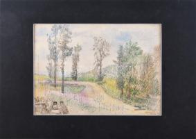 Herman Lipót (1884-1972): Társaság a szabadban. Színes ceruza, ceruza, papír, Herman Lipót hagyatéki...
