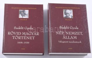 Szekfű Gyula 2 műve: Nép, nemzet, állam. Válogatott tanulmányok. Vál., szerk.: és a kiegészítő jegyzeteket írta: Erős Vilmos.; Rövid magyar történelem 1606-1939. Sajtó alá rendezte és szerk.: Soós István és Potó János. Millenniumi Magyar Történelem Historikusok. Bp., 2002, Osiris. Kiadói kartonált papírkötések.