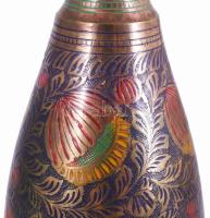 Zománcozott keleti réz váza, jó állapotban, m: 37 cm