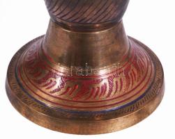 Zománcozott keleti réz váza, jó állapotban, m: 37 cm