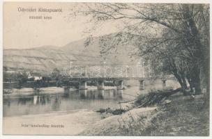 1913 Kiskapus, Kleinkopisch, Copsa Mica; Küküllő folyó, híd. MÁV levelezőlapárusítás / Tarnava Mare riverside, bridge (EK)