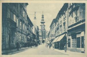 Pozsony Michalská street with the shop of Wimmer and Michalská brána (EK)