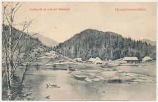 Gyergyószentmiklós, Gheorgheni; Gyilkos-tó az erdőőri lakházzal. Kossuth nyomda kiadása / Lacul Rosu (Ghilcos) / lake with the forester's house, forestry (fl)