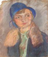 Diener-Dénes Rudolf (1889-1956): Divatos párizsi art deco hölgy portréja, 1928. Pasztell, papír, jelezve jobbra lent. Sérült. 50×37 cm,