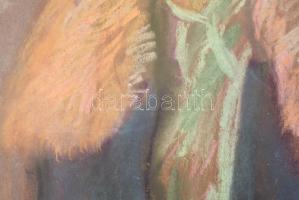 Diener-Dénes Rudolf (1889-1956): Divatos párizsi art deco hölgy portréja, 1928. Pasztell, papír, jel...