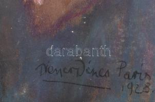 Diener-Dénes Rudolf (1889-1956): Divatos párizsi art deco hölgy portréja, 1928. Pasztell, papír, jel...