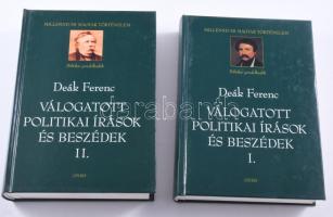 Deák Ferenc: Válogatott politikai írások és beszédek. I-II. köt. I. köt.: 1825-1849. Vál., sajtó alá rendezte és a jegyzeteket írta: Molnár András. II. köt.: 1850-1873. Vál., sajtó alá rendezte és jegyzeteket írta: Deák Ágnes. Millenniumi Magyar Történelem. Politikai gondolkodók. Bp.,2001., Osiris. Kiadói kartonált papírkötések, karcos borítókkal.