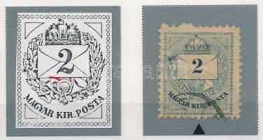 1881 2kr jelzett, igen ritka vésésjavítással (ex Orbán, Sebestyén aranyérmes kiállítási anyagból)