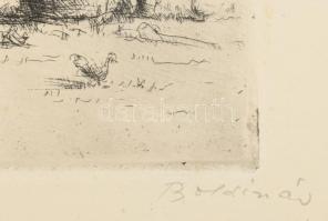 Boldizsár István (1897-1984): Hanyag szomszéd udvara. Rézkarc, papír, jelzett, lapszéli apró foltokk...