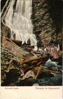 Bánffyhunyad, Huedin; Retyicel, Rekiczeli (Rekiceli) vízesés (Havasrekettye), turisták. Csoma Sándor kiadása / Cascada Rachitele / waterfall, tourists (EB)