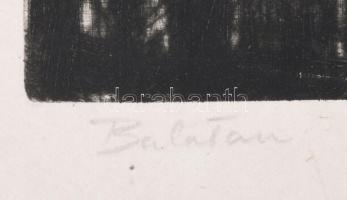 Szennik György (1923-2007): Balaton. Rézkarc, papír, jelzett. Kartonra kasírozva. Lapszéli elszínező...