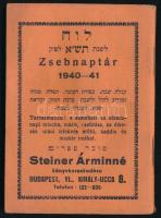 1940-1941 Izraelita zsebnaptár, Steiner Árminné Könyvkereskedése