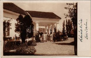 1934 Nagysándori, Nagy-Sztrice, Velké Ostratice (Sándori); Lénárt-kastély, kúria, a tulajdonos levelével / castle, mansion, with the letter of the owner. photo (apró szakadás / small tear)