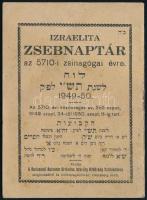 1949-1950 Izraelita zsebnaptár az 5710-i zsinagógai évre