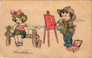 Children art postcard. s: V. Castelli + brown 1 1/2 Korona Ga. (EK)