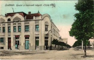 1914 Szatmárnémeti, Szatmár, Satu Mare; Tisztviselőtelep, Márku Sándor, Dobos Endre üzlete. Magyar áruház kiadása / street view, shops (fl)