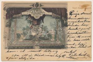1905 Sepsiszentgyörgy, Sfantu Gheorghe; Városi színház előfüggönye. Benkő Mór kiadása / stage curtains of the theatre, interior (fl)