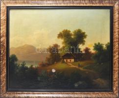 Jelzés nélkül, XIX. sz. közepe: Osztrák táj. Olaj, vászon. Javított. Sérült. Dekoratív fakeretben. 55x68,5.