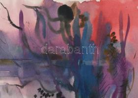 Gebhardt Béla (1901-1990): Kirándulók, 1948. Akvarell, papír, Jelzett. Paszpartuban, 21,5×30,5 cm