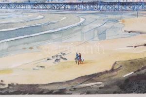 Gebhardt Béla (1901-1990): Ostende, 1958. Akvarell, papír, Jelzett. Papírra kasírozva, 19,5×28 cm