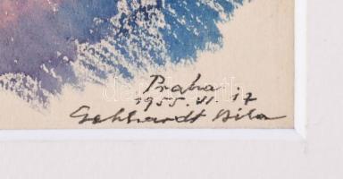 Gebhardt Béla (1901-1990): Prága, 1955. Akvarell, papír, Jelzett. Paszpartuban, 23×32 cm