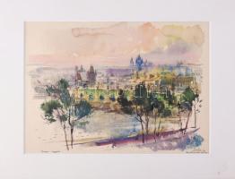 Gebhardt Béla (1901-1990): Prága, 1955. Akvarell, papír, Jelzett. Paszpartuban, 23×32 cm