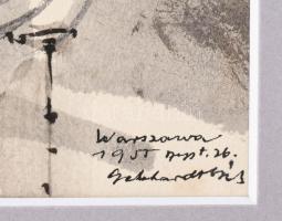 Gebhardt Béla (1901-1990): Varsó, 1955. Akvarell, papír, Jelzett. Paszpartuban, 29×21 cm