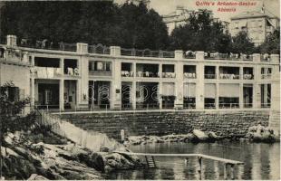 1907 Abbazia, Opatija; Quitta's Arkaden Seebad / strand a tengerparton / sea beach (EK)