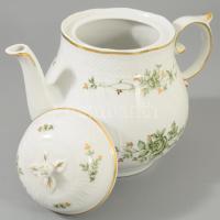 Hollóházi Erika mintás 6 személyes teás- és kávés készlet. Jelzett, teljes, kis kopással