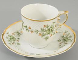 Hollóházi Erika mintás 6 személyes teás- és kávés készlet. Jelzett, teljes, kis kopással