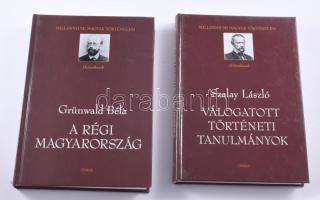 Millenniumi Magyar Történelem. Historikusok 2 kötete: Szalay László: Válogatott történeti tanulmányok. Összeáll., szerk., a jegyzeteket kiegészítette és az utószót írta: Soós István.; Grünwald Béla: A régi Magyarország 1711-1825. Szerk. és a jegyzeteket kiegészítette: Poór János. Pók Attila utószavával. Bp.,2000-2001., Osiris. Kiadói kartonált papírkötések, karcos borítókkal.