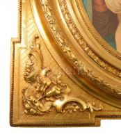 Neorokokó modorú illusztris képkeret, üvegezett, jó állapotban, befoglaló mérete 49x37 cm, teljes mé...